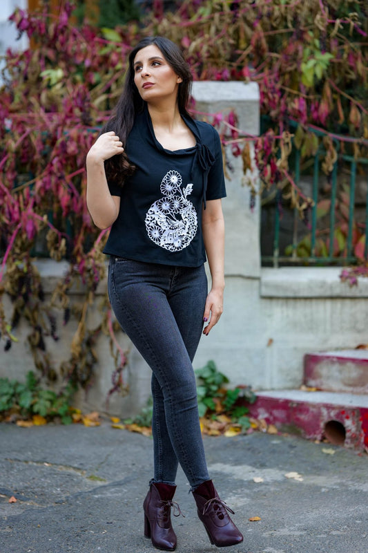 Bluză Black 2 brodată unicat - Imagine 2