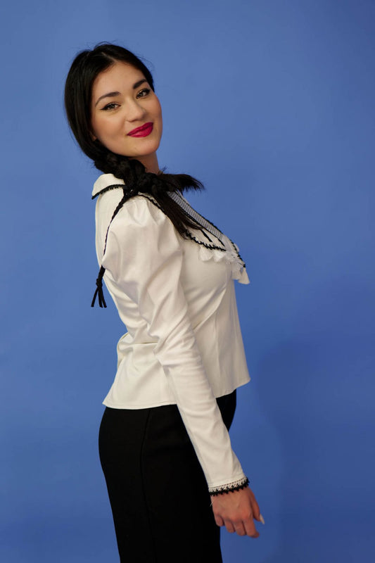 Bluză cu broderie și dantelă Mariela - Imagine 2