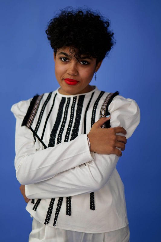 Bluză cu dantelă Marica - Imagine 2