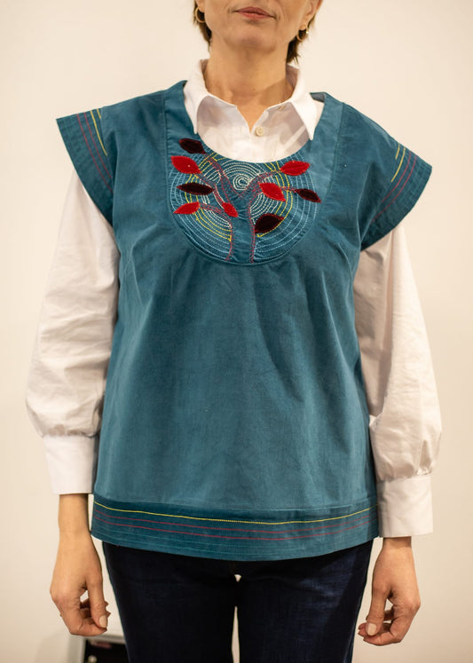 Vestă din catifea cu broderie Nomad - Imagine 2