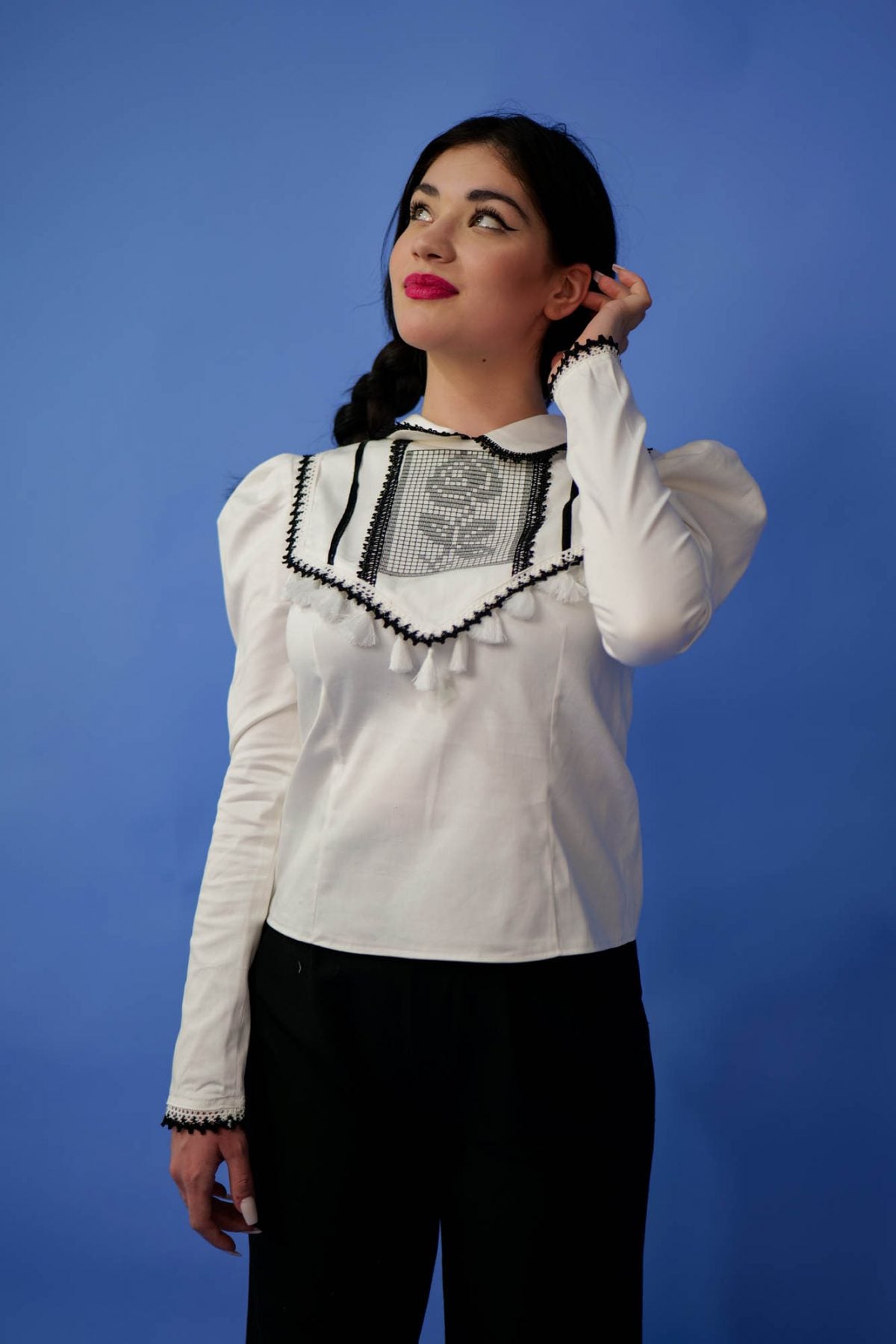 Bluză cu broderie și dantelă Mariela - Imagine 4